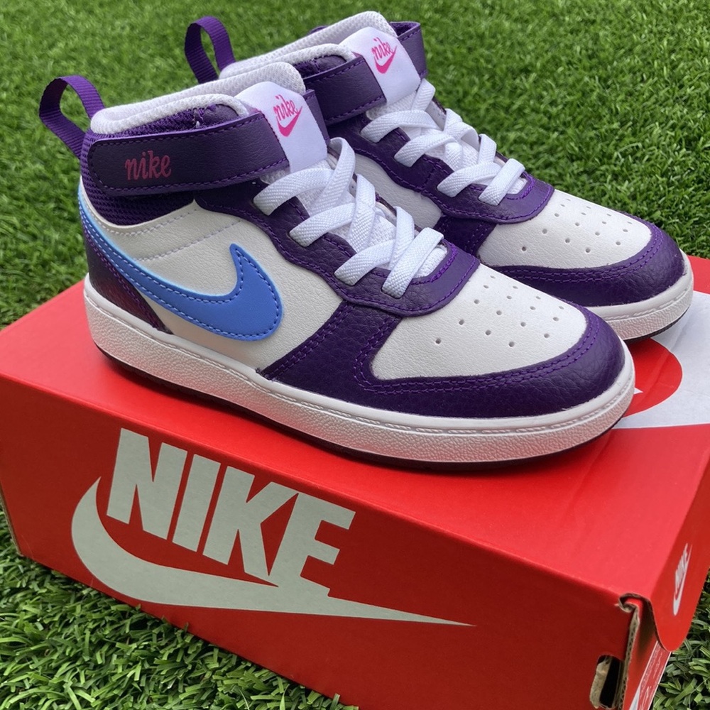 NEW Nike Girls Mid-Top Sneakers in Purple, White & Blue 10C